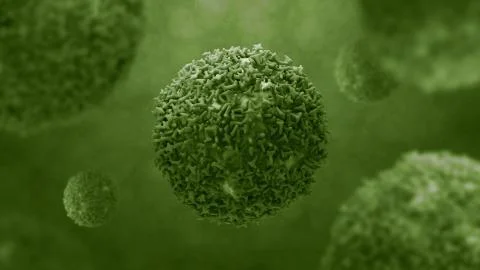 3d render background with cell elements. Medical concept with abstract molecu Stock Illustration