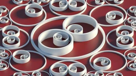 3d render background with circles that form ornament pattern. Simple shapes w Stock Illustration