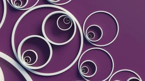 3d render background with circles that form ornament pattern. Simple shapes w Stock Illustration