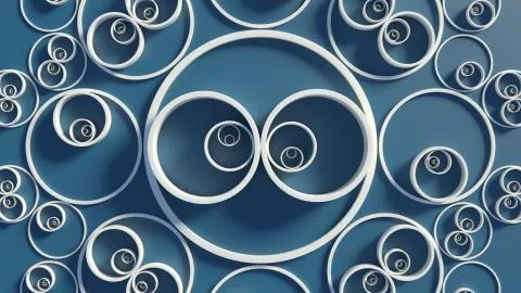 3d render background with circles that form ornament pattern. Simple shapes w イラスト素材