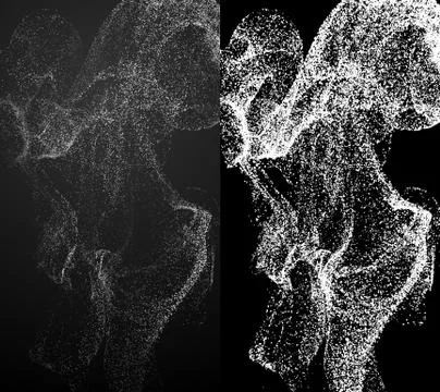 3d render background with complex particles simulation. Isolated flowing part Stock Illustration