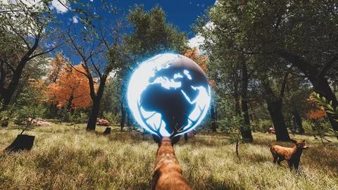 3D Render Background to ecology and sustainable development, environmental .. Stock Illustration