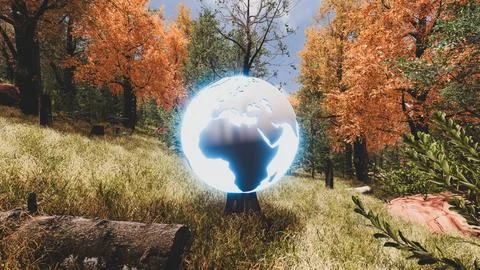 3D Render Background to ecology and sustainable development, environmental .. Stock Illustration