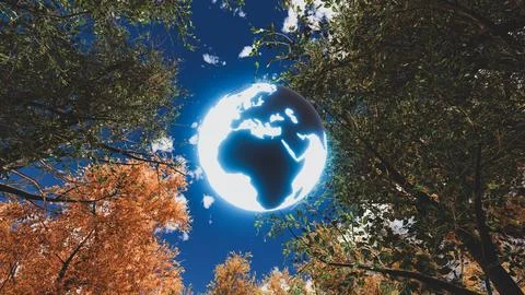 3D Render Background to ecology and sustainable development, environmental .. Stock Illustration