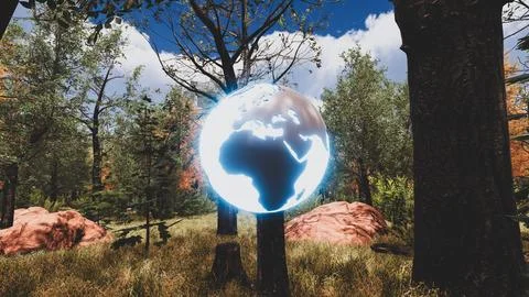 3D Render Background to ecology and sustainable development, environmental .. Stock Illustration