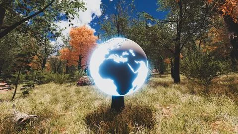 3D Render Background to ecology and sustainable development, environmental .. Stock Illustration