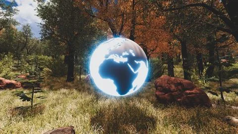 3D Render Background to ecology and sustainable development, environmental .. Illustrazione stock