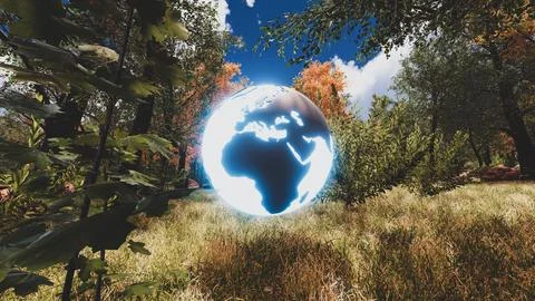 3D Render Background to ecology and sustainable development, environmental .. Stock Illustration