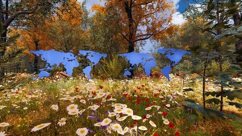 3D Render Background to ecology and sustainable development, environmental .. Stock Illustration