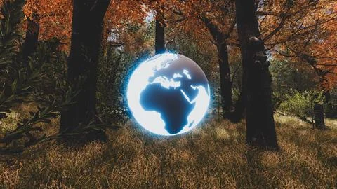 3D Render Background to ecology and sustainable development, environmental .. Illustrazione stock