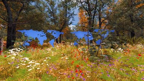 3D Render Background to ecology and sustainable development, environmental .. Illustrazione stock