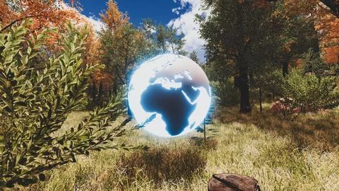 3D Render Background to ecology and sustainable development, environmental .. Illustrazione stock