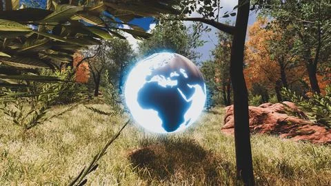 3D Render Background to ecology and sustainable development, environmental .. Stock Illustration