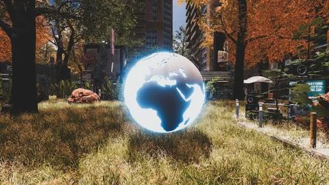 3D Render Background to ecology and sustainable development, environmental .. Illustrazione stock