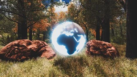 3D Render Background to ecology and sustainable development, environmental .. Stock Illustration