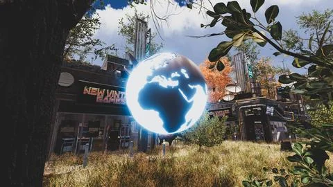 3D Render Background to ecology and sustainable development, environmental .. Stock Illustration