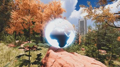 3D Render Background to ecology and sustainable development, environmental .. Stock Illustration