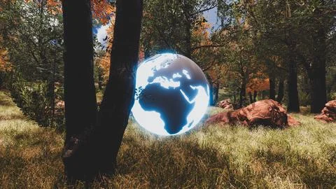 3D Render Background to ecology and sustainable development, environmental .. Illustrazione stock