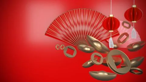 3D Render background for Happy Chinese New Year 2022.gift for rich and good.. Stock Illustration