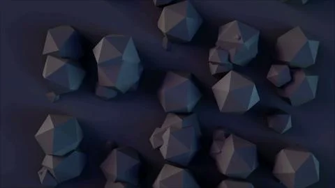 3d render background with icosahedrons shapes with different sizes of element 스톡 일러스트