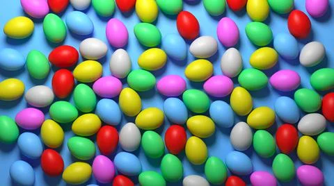 3d render background many colored eggs for the holiday Easter. Stock Illustration