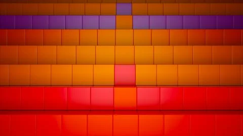 3d render background with many rows of bright colorful cubes, computer generated Illustrazione stock