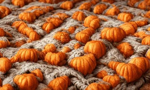 3D render Background Pattern of Halloween Pumpkins Stock Photos