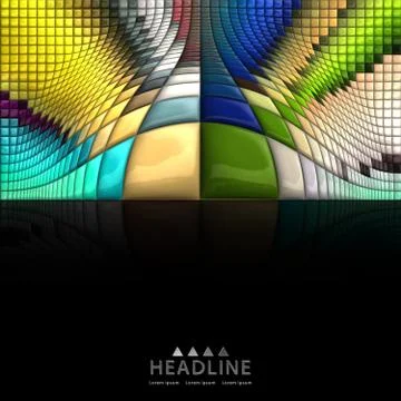 3D render background with  puff pixels colorful ornament embellishment Illustrazione stock