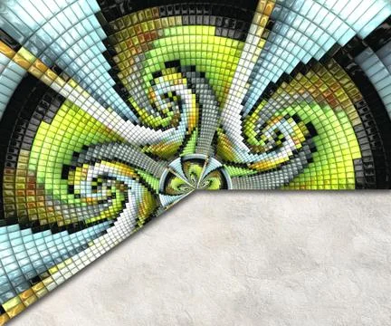 3D render background with puff pixels embellishment Illustrazione stock