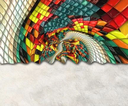 3D render background with puff pixels embellishment Illustrazione stock