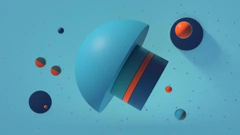 3d render background with random simple geometry shapes. Soft Light, roughnes Stock Illustration