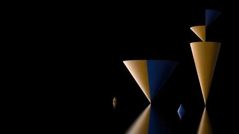 3d render background with random simple geometry cone shapes. Soft Light, rou Stock Illustration