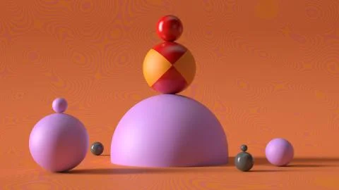 3d render background with random simple round geometry shapes. Soft Light, ro Stock Illustration