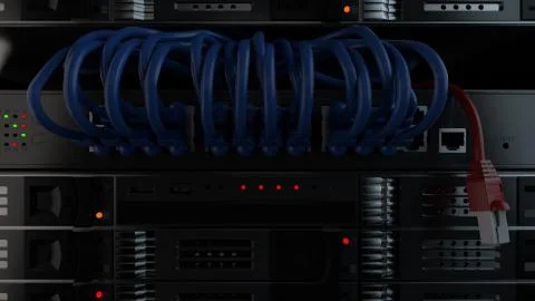 3d render background with. Technology theme. Abstract detailed server rack. Stock Illustration