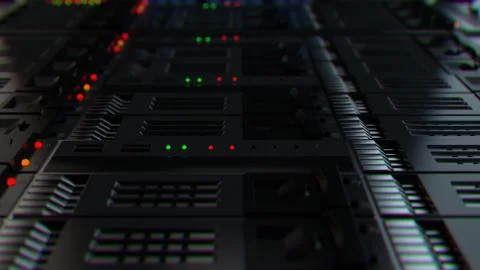 3d render background with. Technology theme. Abstract detailed server rack. Stock Illustration