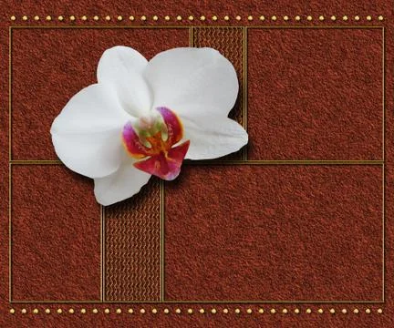 3D render background template with flower embellishment and metallic element Illustrazione stock