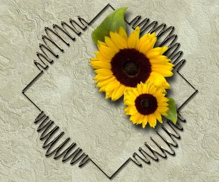 3D render background template with flower embellishment and metallic element Illustrazione stock