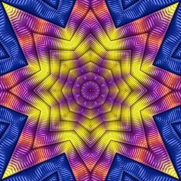 3D render of  background tile with glossy mandala puffs pixels Illustrazione stock