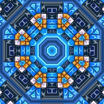 3D render of  background tile with glossy mandala puffs pixels 스톡 일러스트