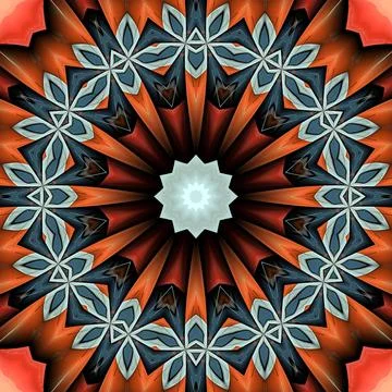 3D render of  background tile with glossy mandala puffs pixels Illustrazione stock