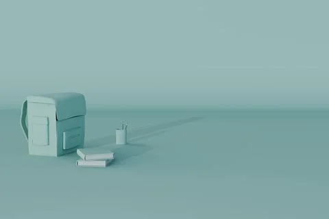 3d render of backpack, books and other back to school supplies Stock Illustration