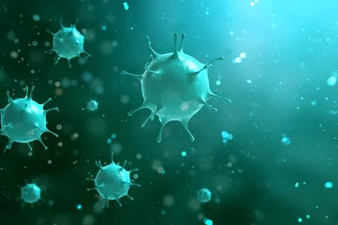3D render bacteria virus, 3d render microbe. Stock Illustration