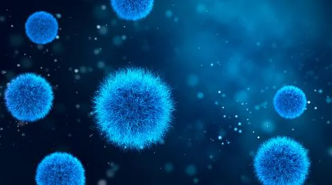 3D render bacteria virus, 3d render microbe. Stock Illustration