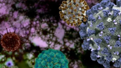 3D render bacteria virus,3d render microbe. Bacteria virus or germs microorga Stock Illustration