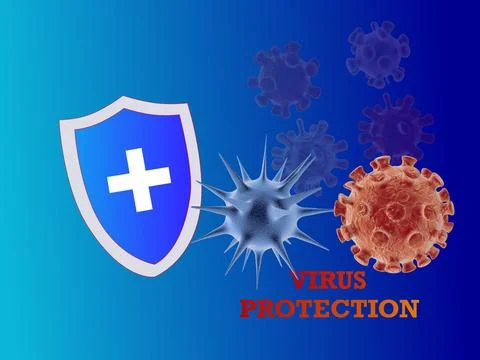 3d Render Bacterial Cell Virus Protection Shield Stock Illustration
