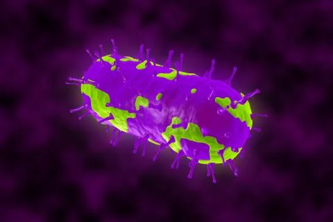3D render of a bacterium. The virus infects cells of the immune system. Stock Illustration