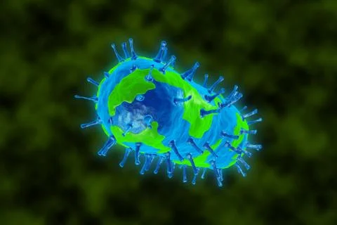 3D render of a bacterium. The virus infects cells of the immune system. Stock Illustration