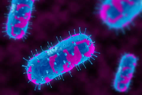 3D render of a bacterium. The virus infects cells of the immune system. Illustrazione stock