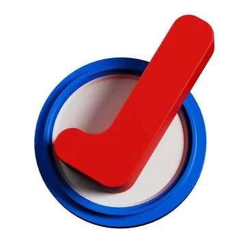 3d render of badge and red correct checked mark icon 스톡 일러스트