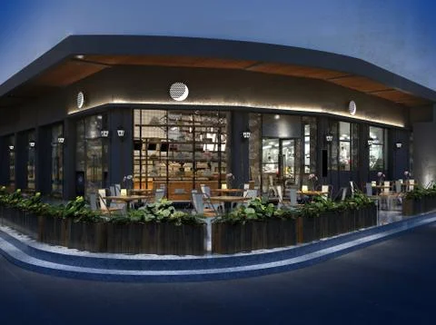 3d render bakery cafe restaurant Illustrazione stock